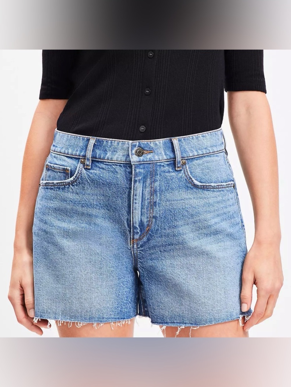LOFT Light Wash Denim Cutoff Shorts